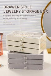 Clear Acrylic Velvet Jewelry Storage Earring Rings Necklaces Display Organizer Jewelry Box With Drawers Transparent Top