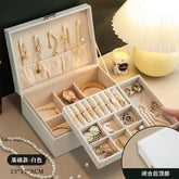 2 Layer Jewelry Box Travel Pu Leather Jewelry Case Organizer for Women Girls Rings Earrings Necklace Storage Box