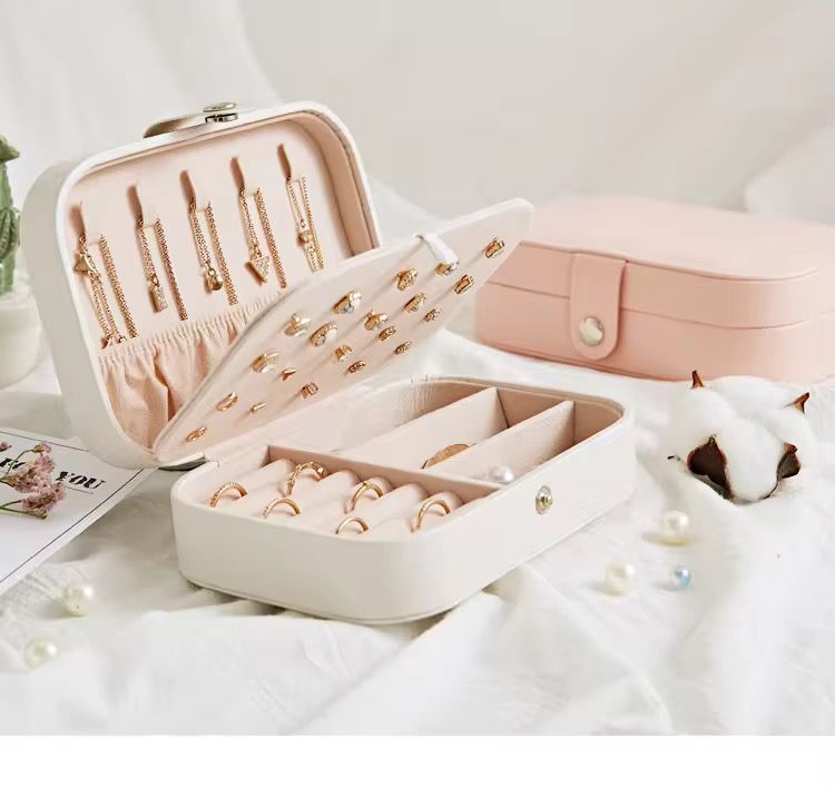 Three layer jewelry storage Box Women Girls Earring PU Leather Portable Jewel Case Jewellery Packaging Gift Boxes Travel Jewelry Box