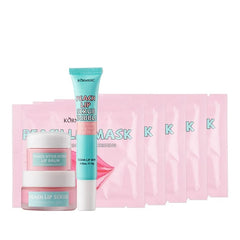 KORMESIC Exfoliating Hydrating Moisturizing Nourishing 4 In 1 Mask  Lip Scrub ; Lip Balm Set Peach Lip Repairing Care Kit