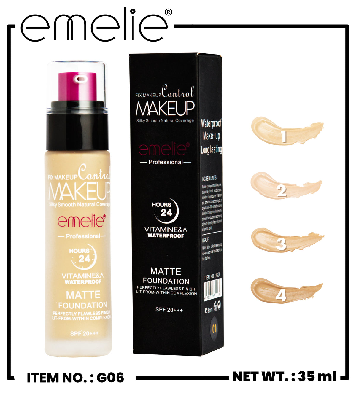 Emelie® Fix Makeup Control - 24H Matte Waterproof Foundation