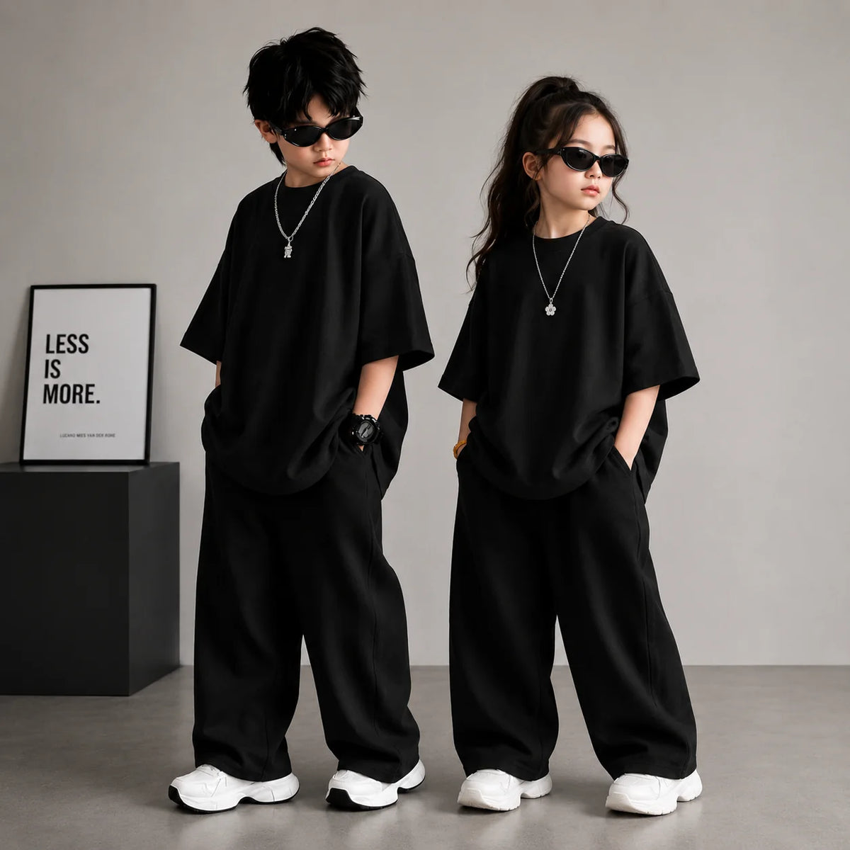 Black Blue Kids Baggy Co-Ord Set – Premium Casual Wear for Boys (1-10 Years)